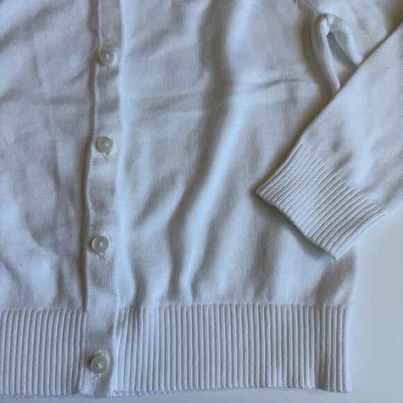 Lands End Girls White Cotton Button-Down Cardigan Sweater Small 6-7 - Picture 3 of 8